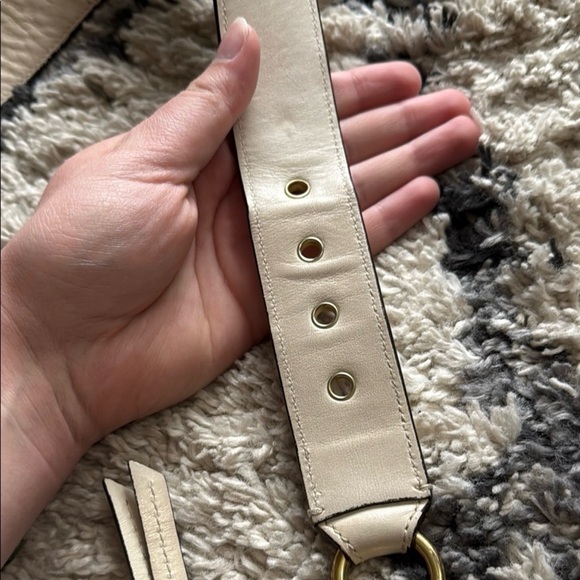 Coach Tan and Brown Signature C Tote Crossbody Bag with White Leather Strap - Picture 5 of 11